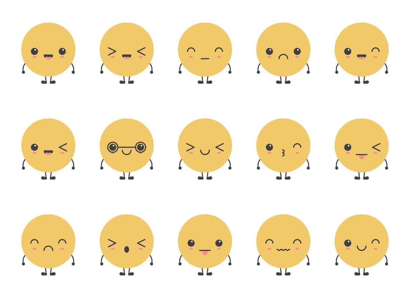 Cartoon emoji faces with different mood vector illustration collection