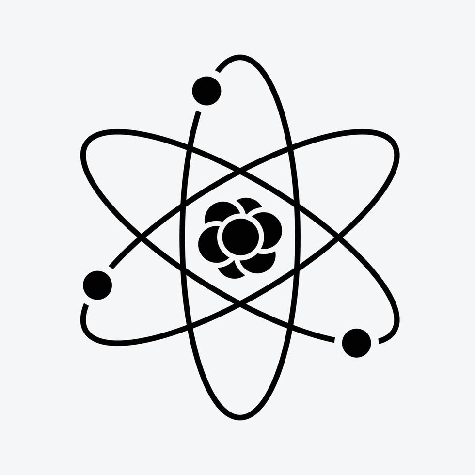 átomo partes en negro y blanco vector