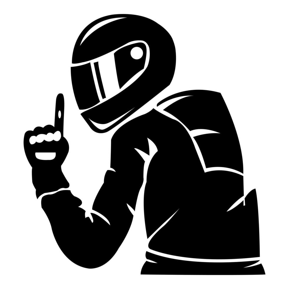 Back shot of man in full face motor helmet. Extreme sport logo template. Place for text. vector