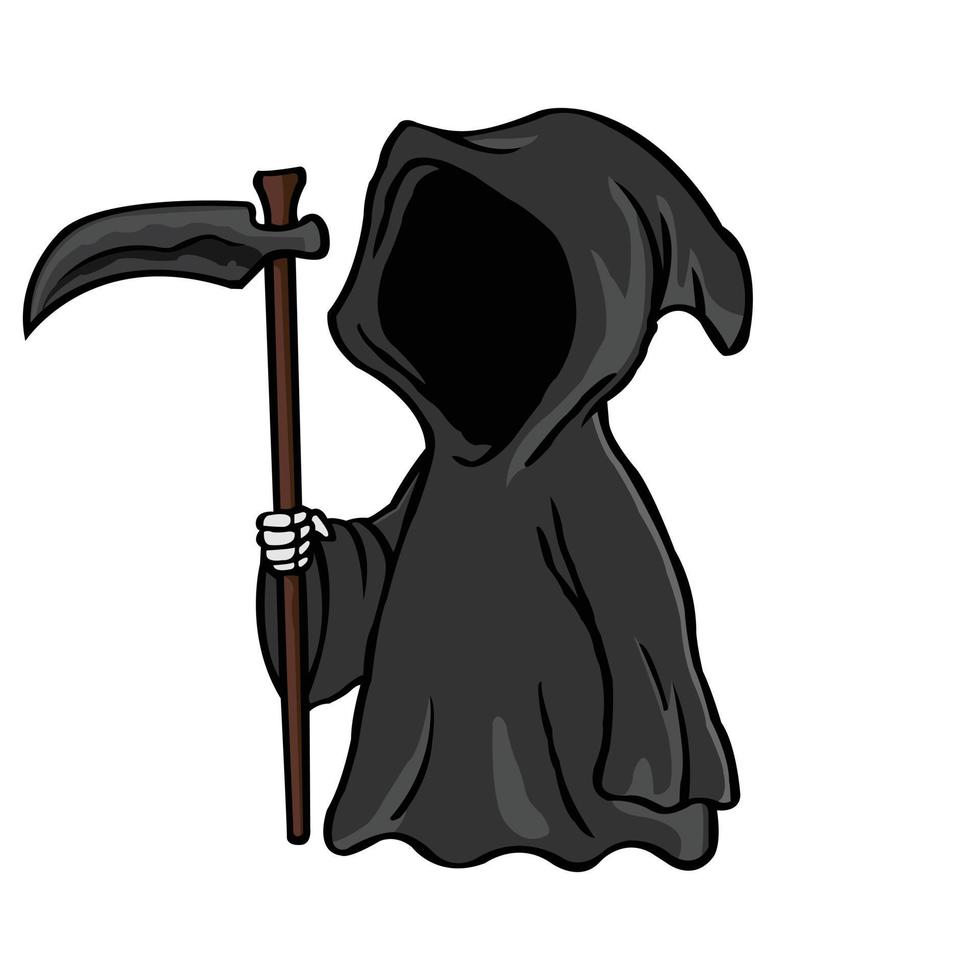Grim reaper holding scythe collecting souls silhouette. Death icon sign or symbol. vector
