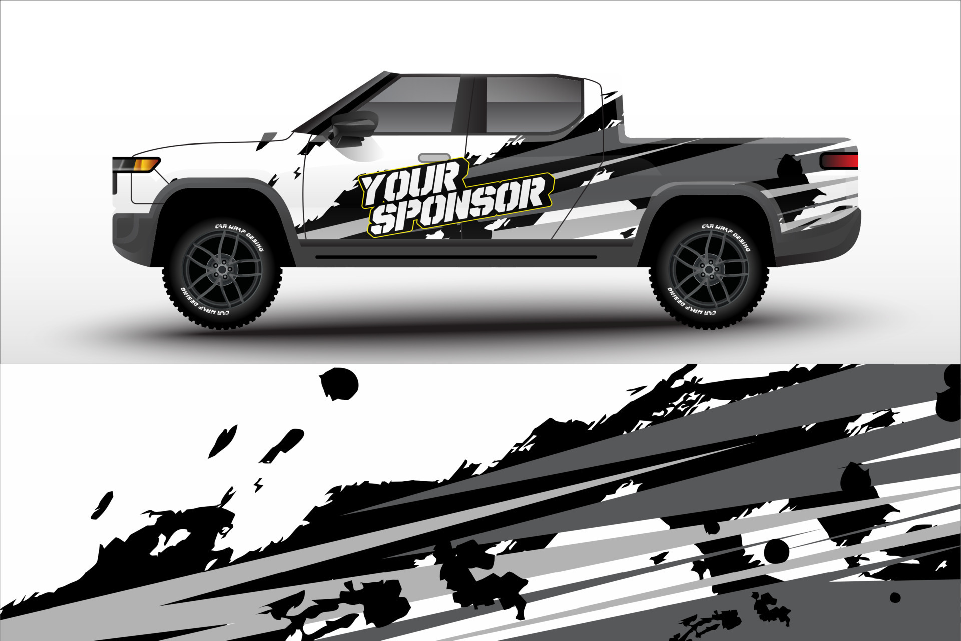 Pick up truck decal wrap design vector. Graphic modern abstract stripe