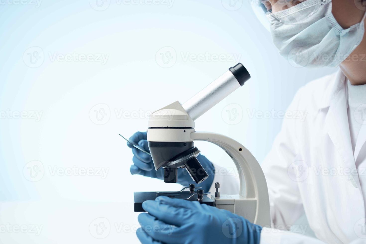 Laboratory microscope biotechnology research work photo
