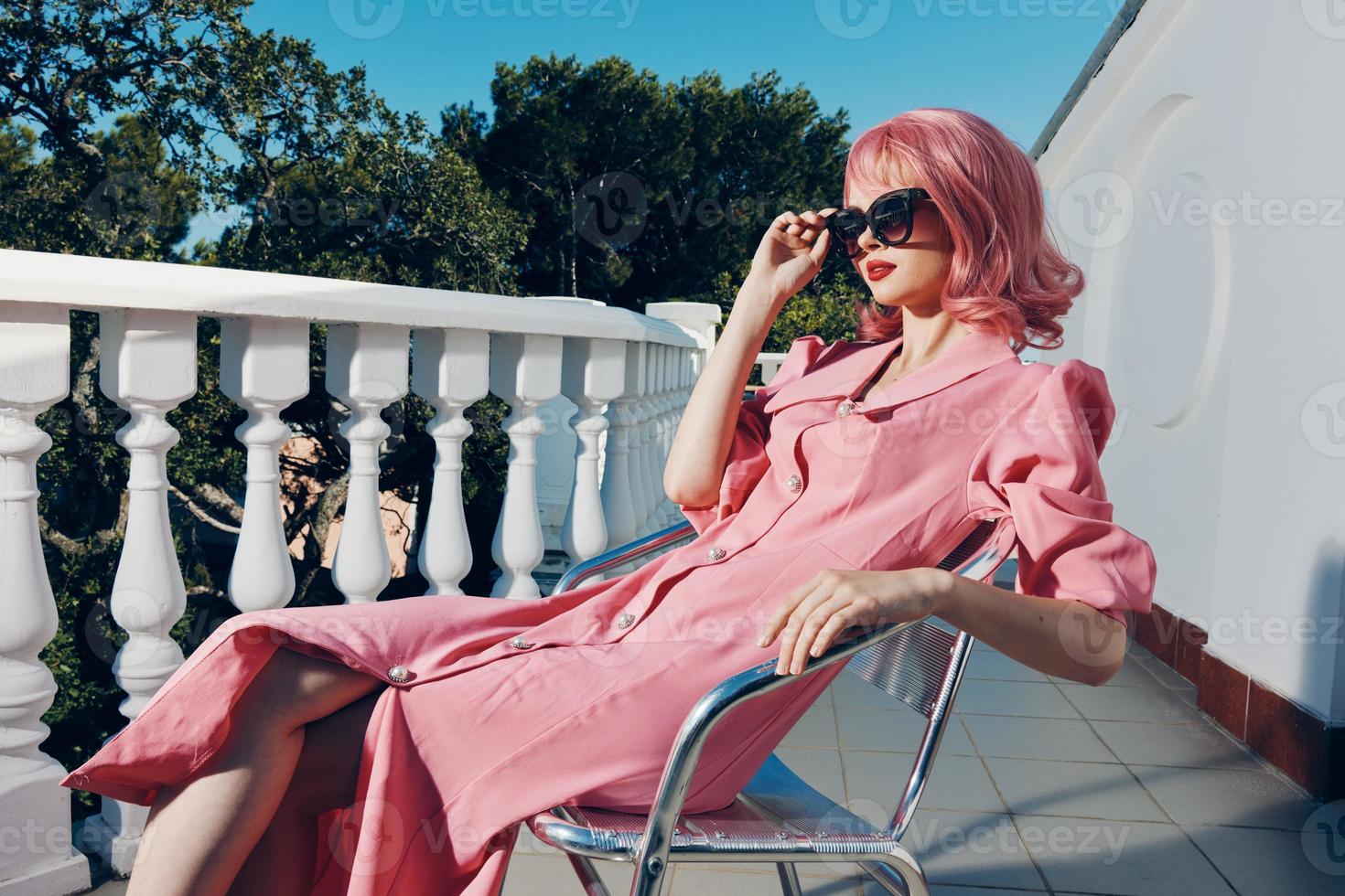portrait of a young beautiful woman outdoors fashion luxury posing Relaxation concept photo