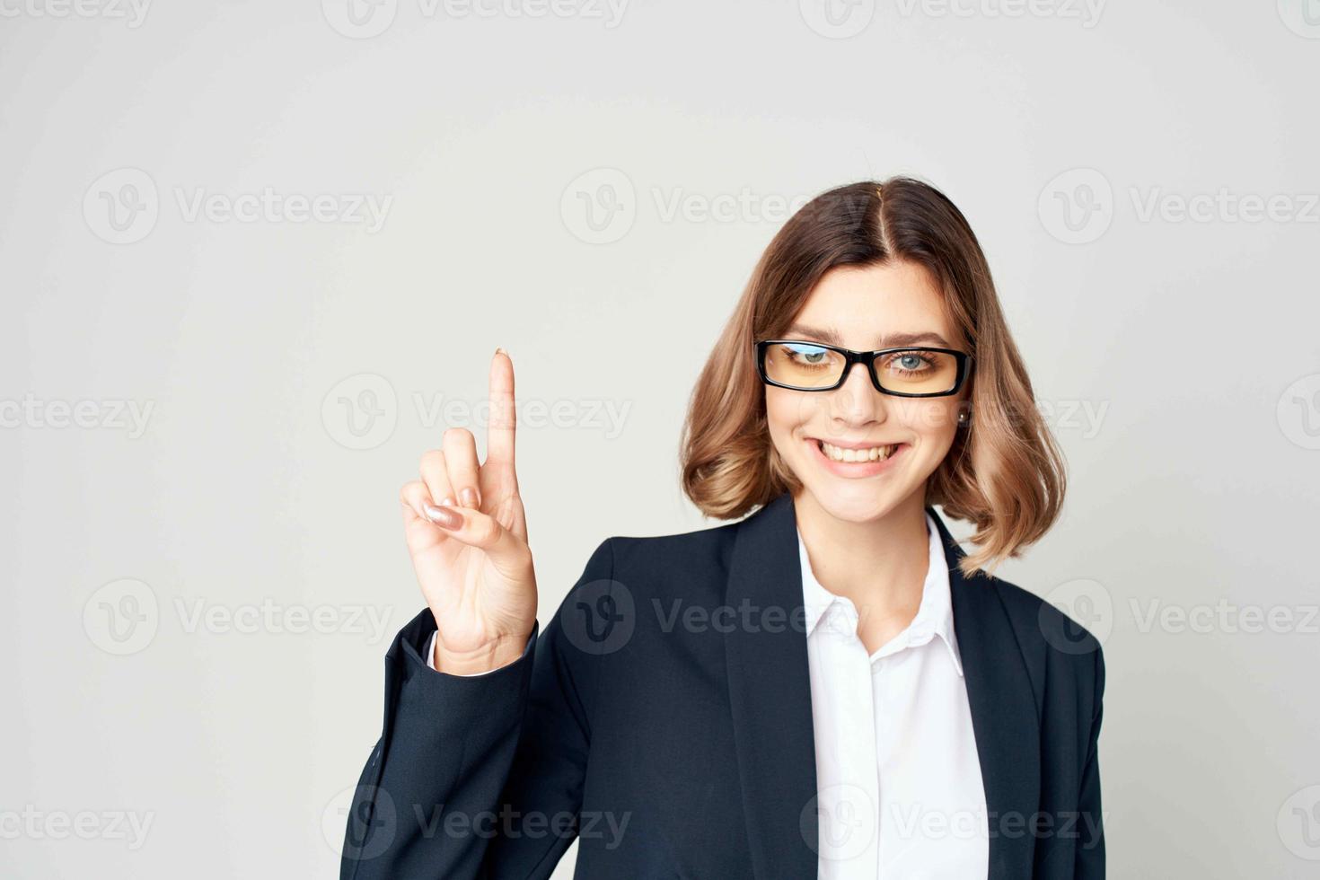 Business woman in suit emotions work professional photo