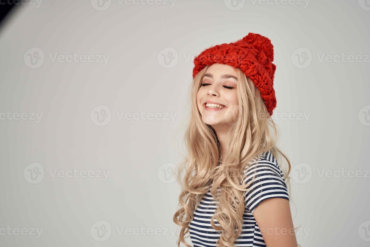 pretty woman hand gestures makeup light background Lifestyle photo