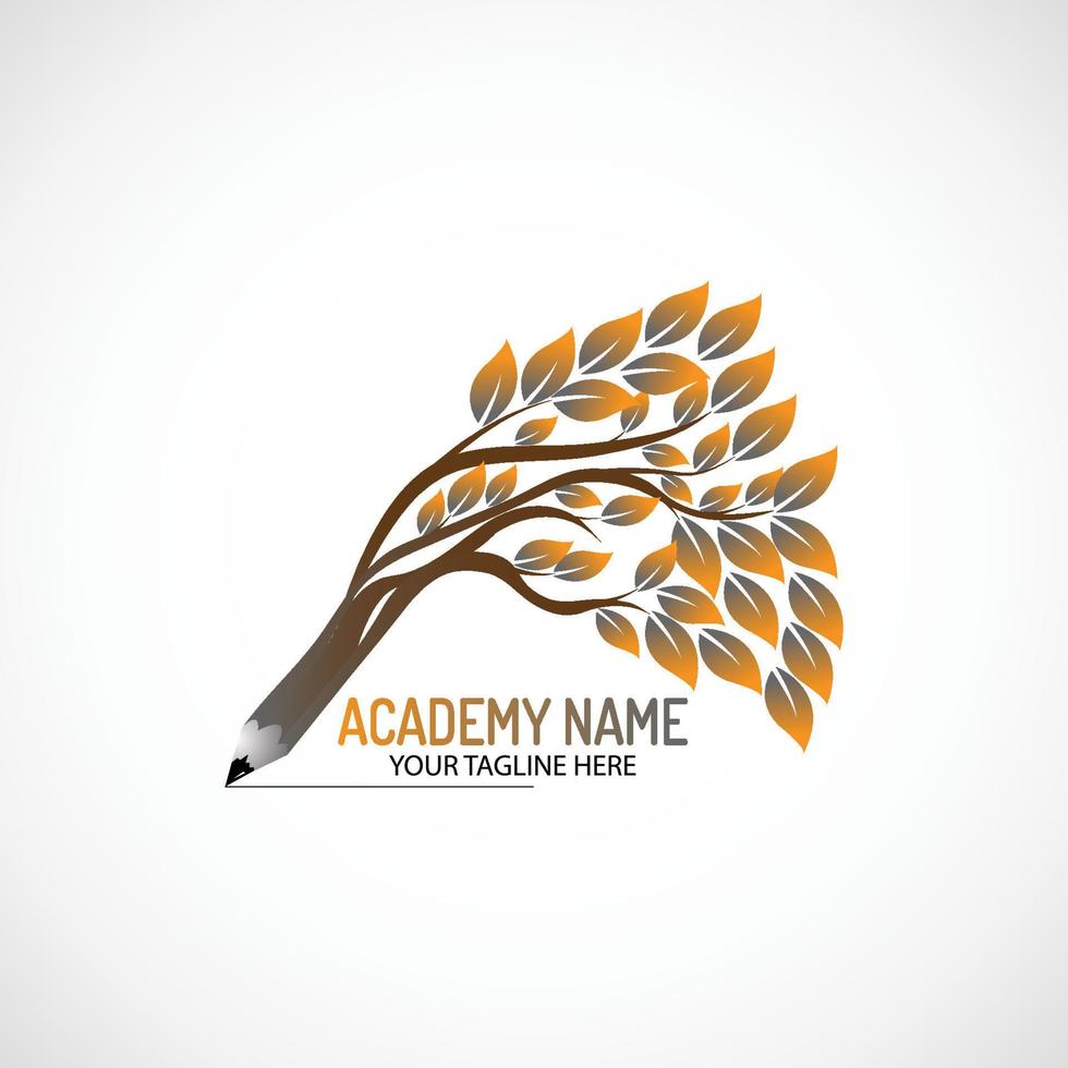 lápiz árbol logo diseño, academia logo vector. vector