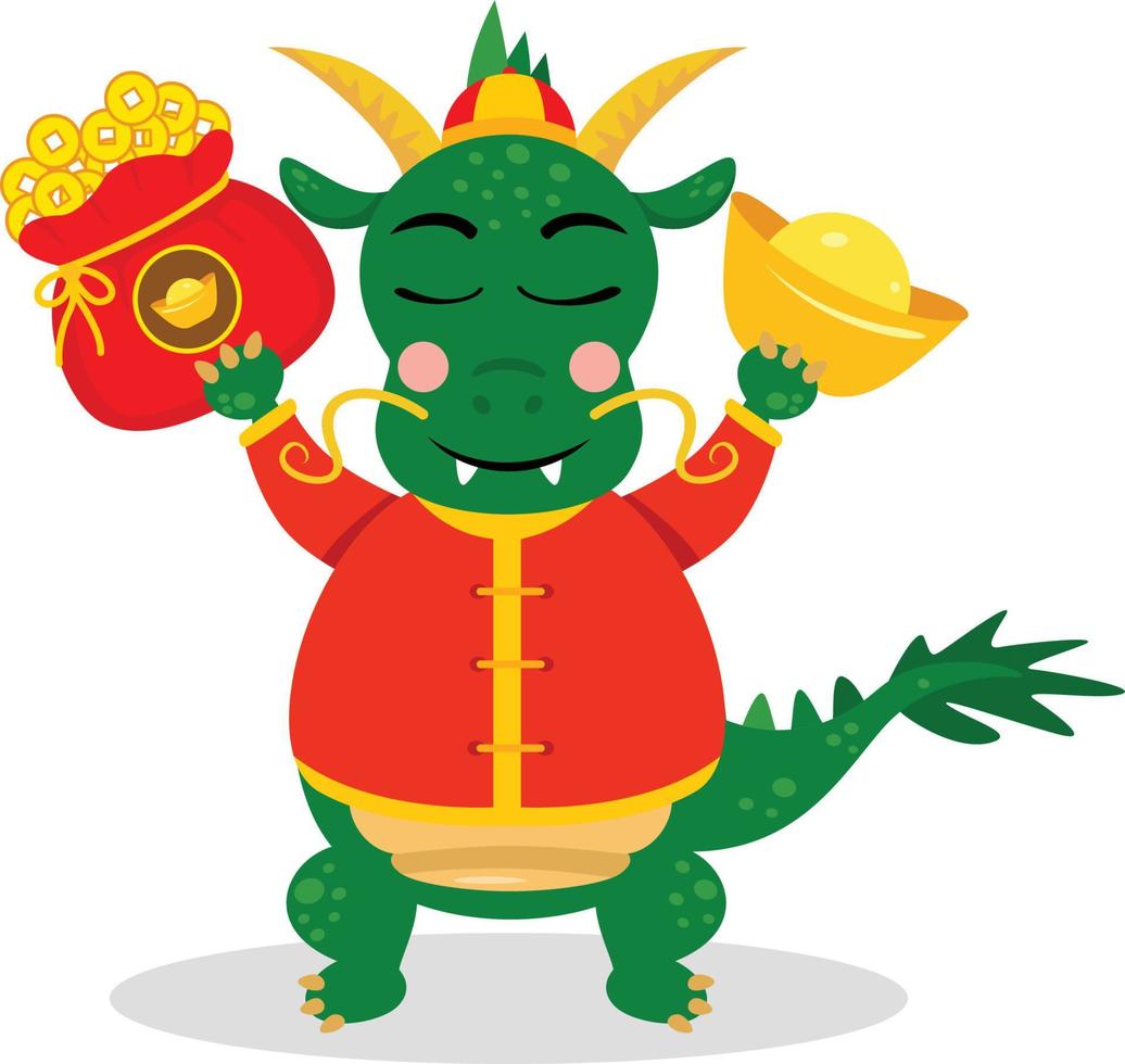 Cute chinese zodiac dragon happy new year vector