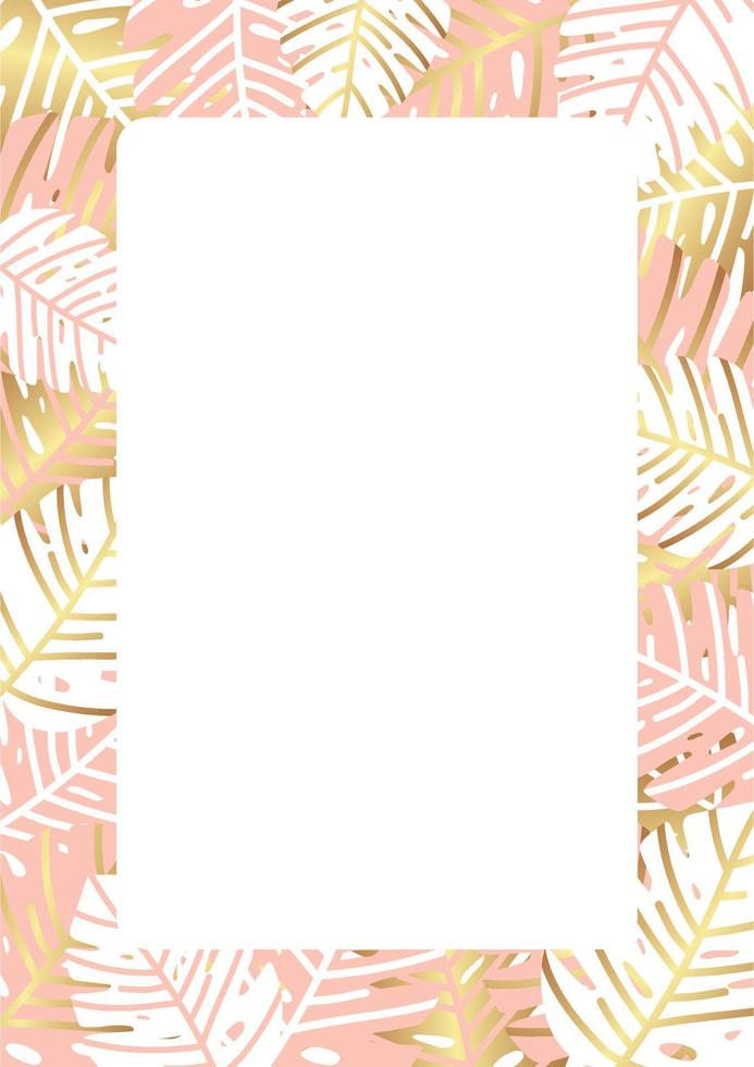 Frame with background of monstera leaves in pastel colors. Summer tropical style. Boho foliage botanical tropical leaves and floral pattern design. vector
