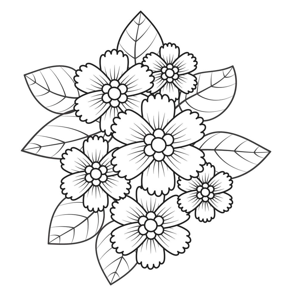 Set of differents flower line on white background. Flowers drawing with line-art on white backgrounds. vector