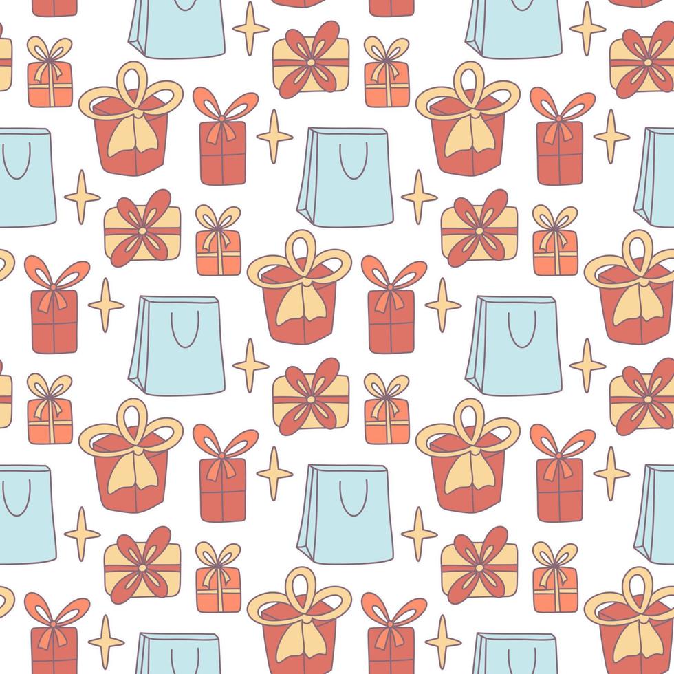 Retro seamless pattern with gift boxes vector