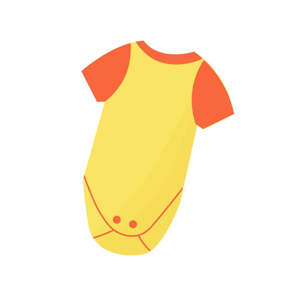 bebé amarillo color traje con corto mangas brillante naranja ropa aislado. vector