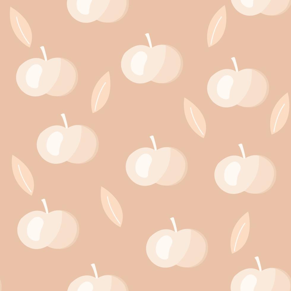 Apples fruity seamless pattern pastel colored. Pink background printable. vector