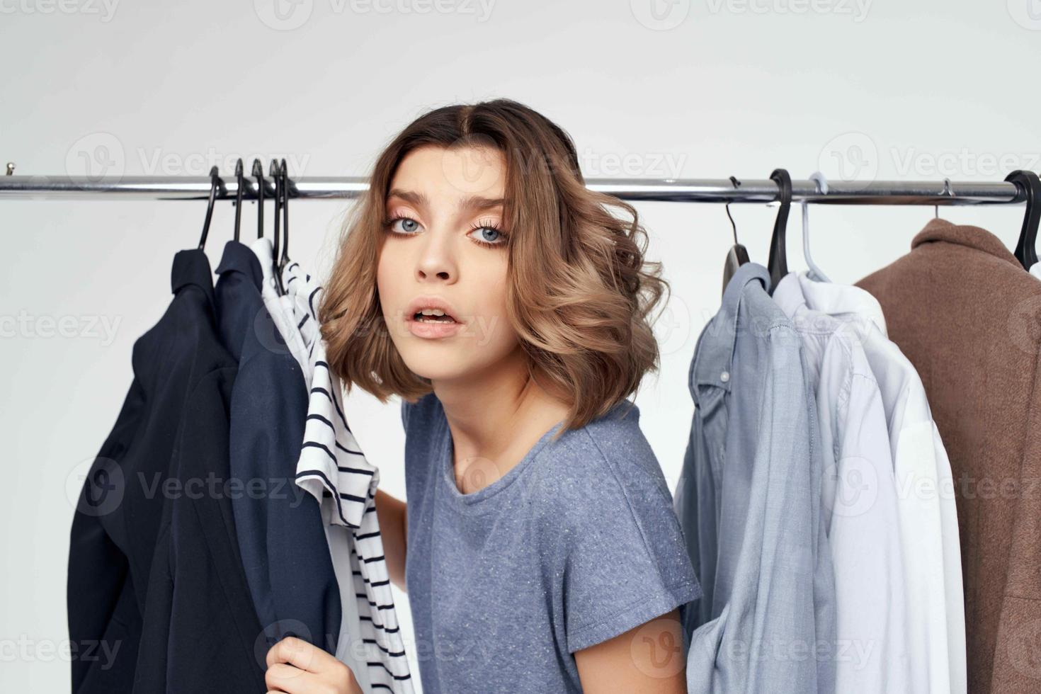 beautiful woman clothes fitting modern style studio emotion photo