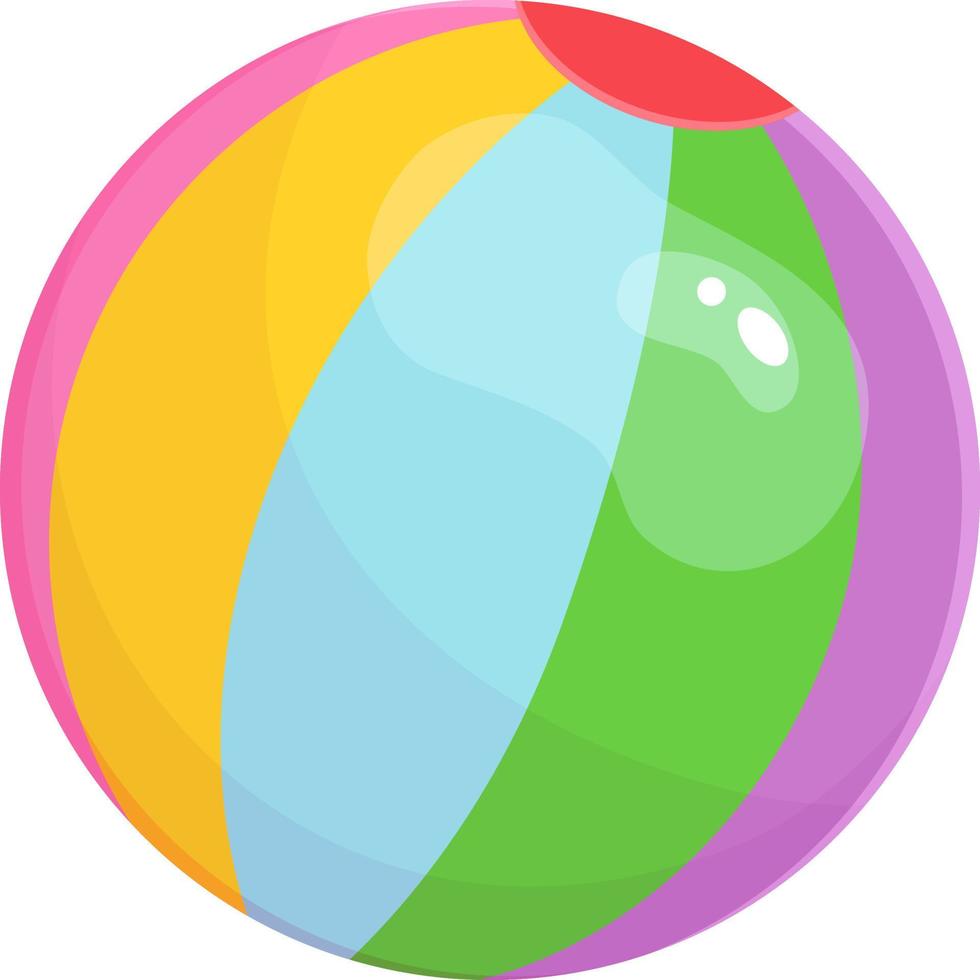 bright vector illustration rubber striped ball, multicolored ball, childrens toy