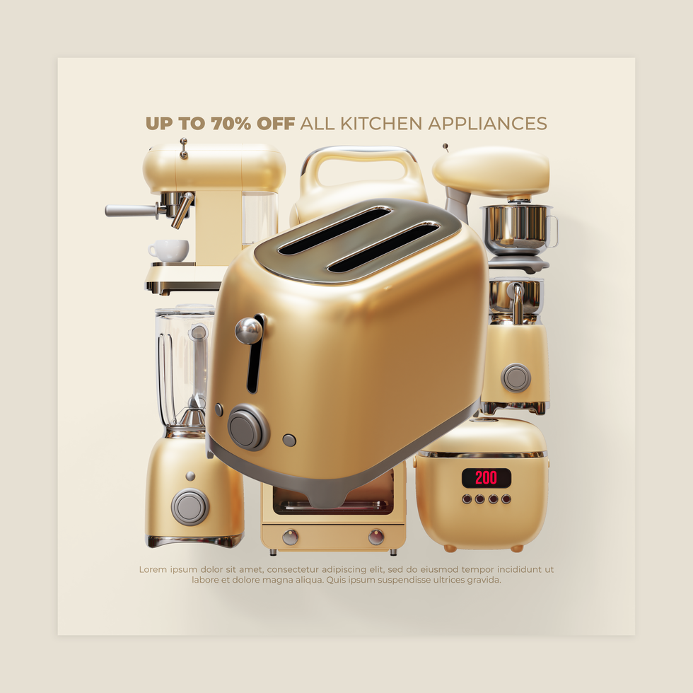 Social Media Post Template With Toaster 3D Illustration psd