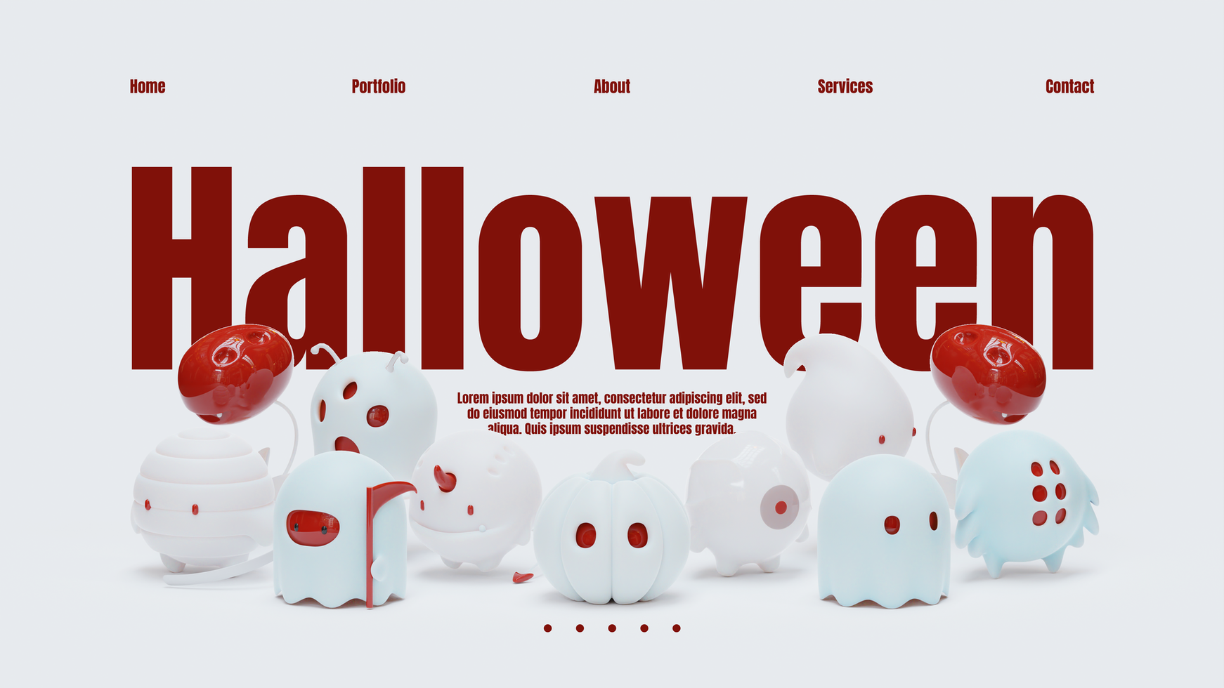 Halloween Landing Page Template With 3D Render Illustration psd