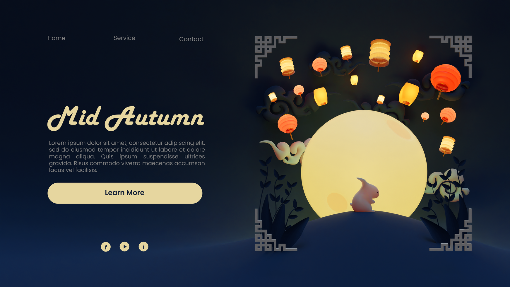 Mid Autumn Web Page Template With 3D Render Illustration psd