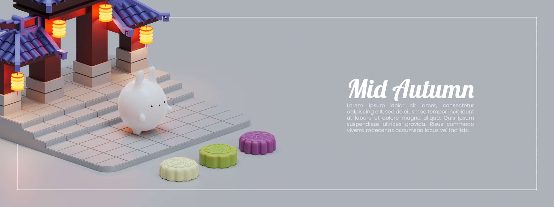 Mid Autumn Banner Template With 3D Render Illustration psd