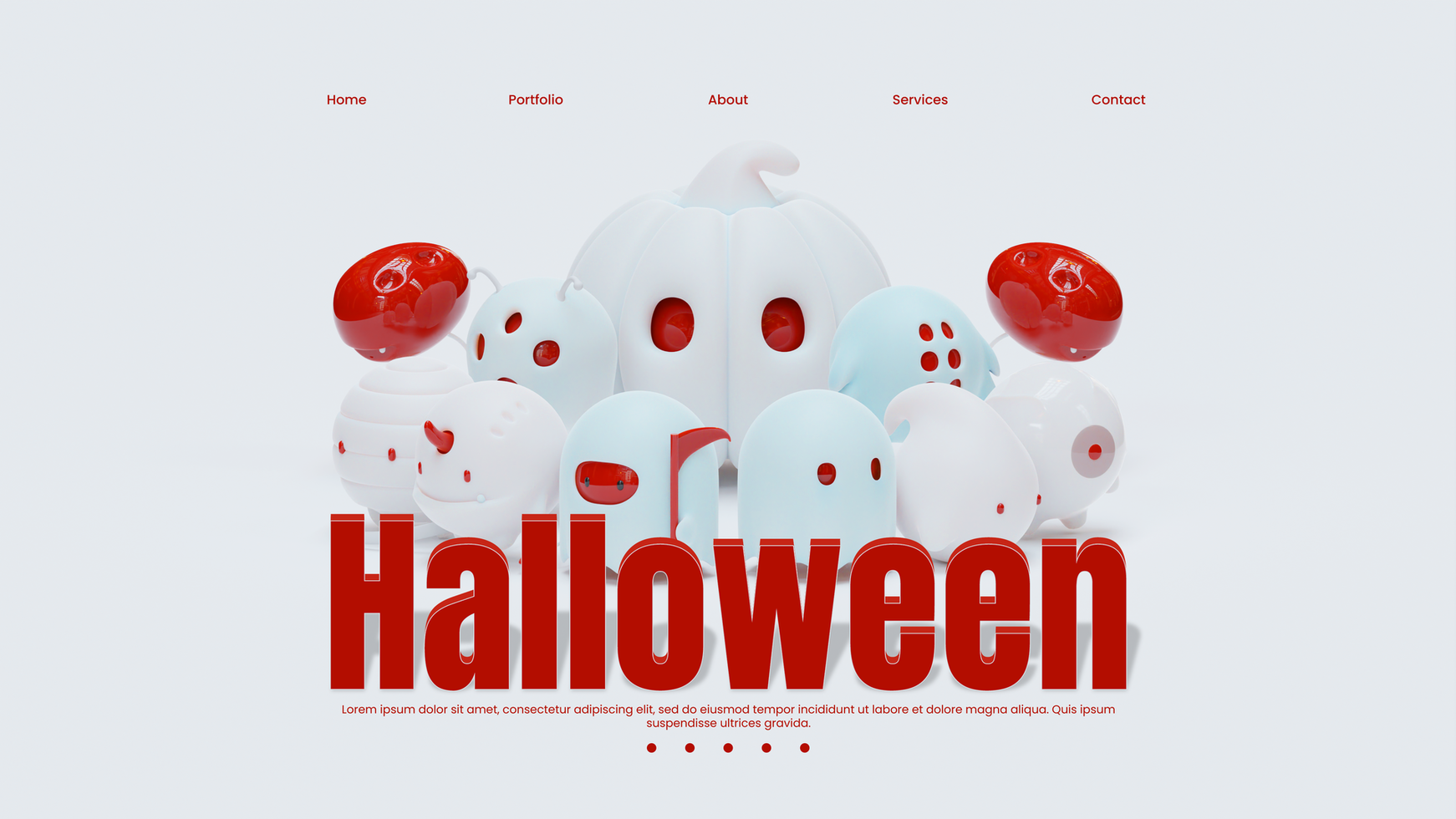 Halloween Web Page Template With 3D Rendering Illustration psd