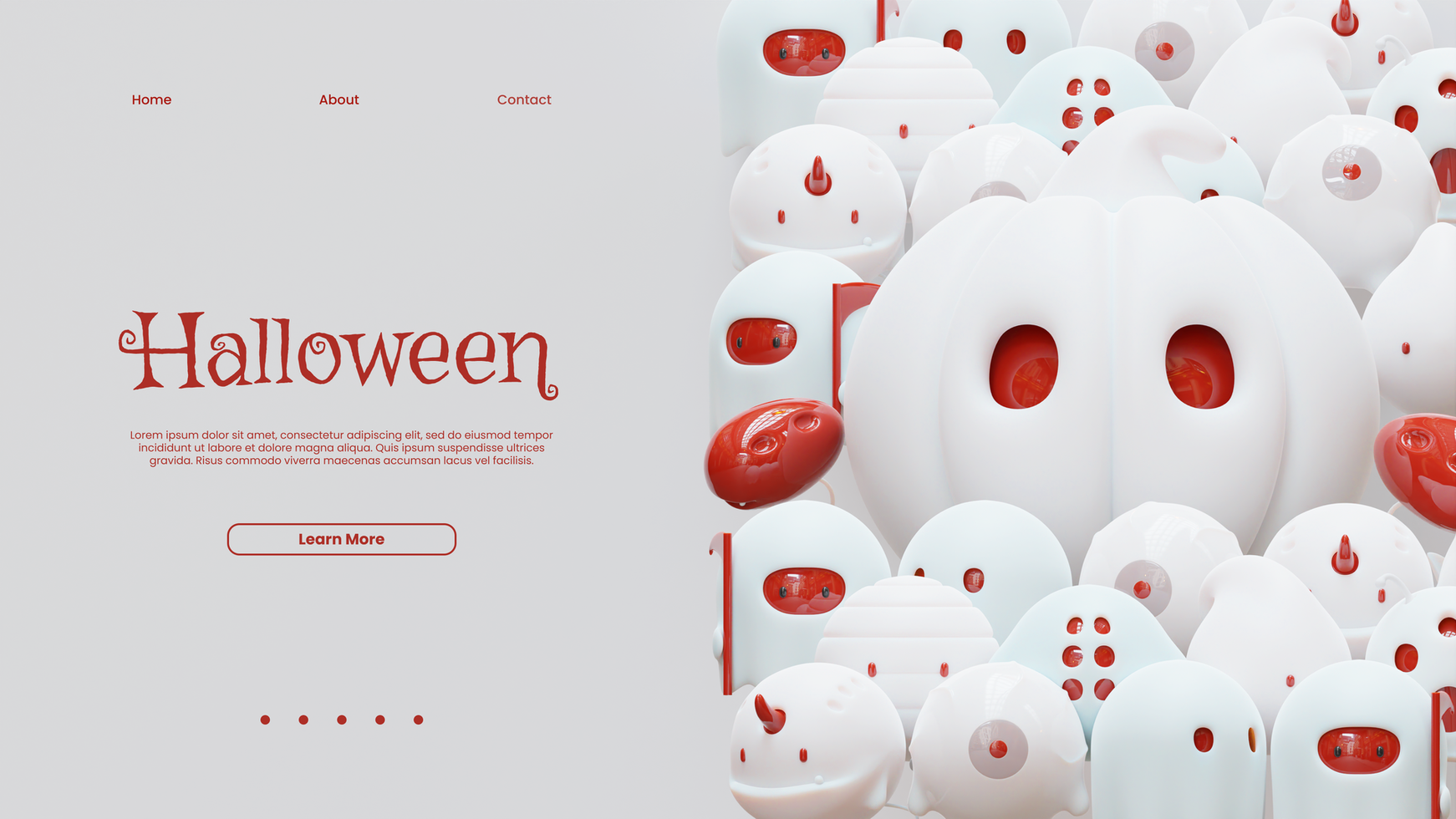 Halloween Landing Page Template With 3D Render Illustration Composition psd