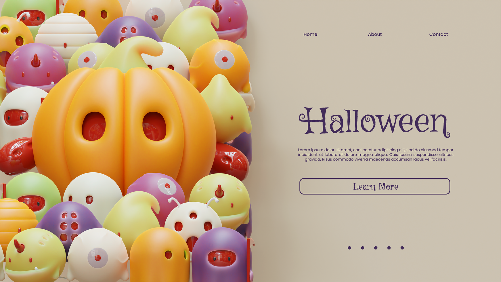 landning sida mall med halloween 3d framställa illustration psd