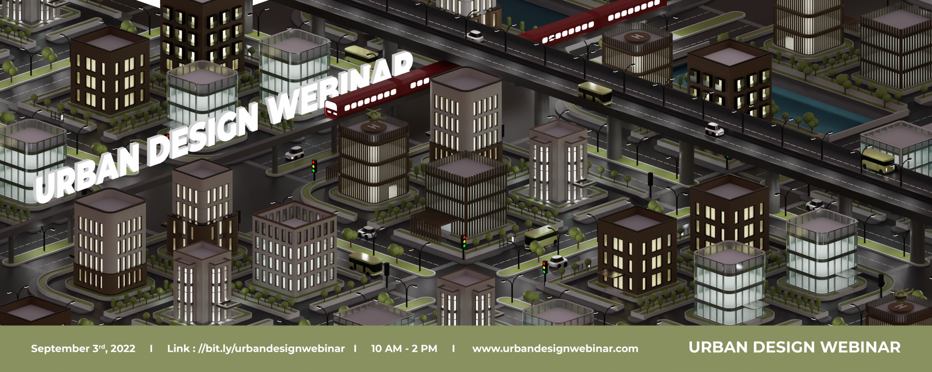 Urban Design Web Banner Template With 3D Illustration Background psd