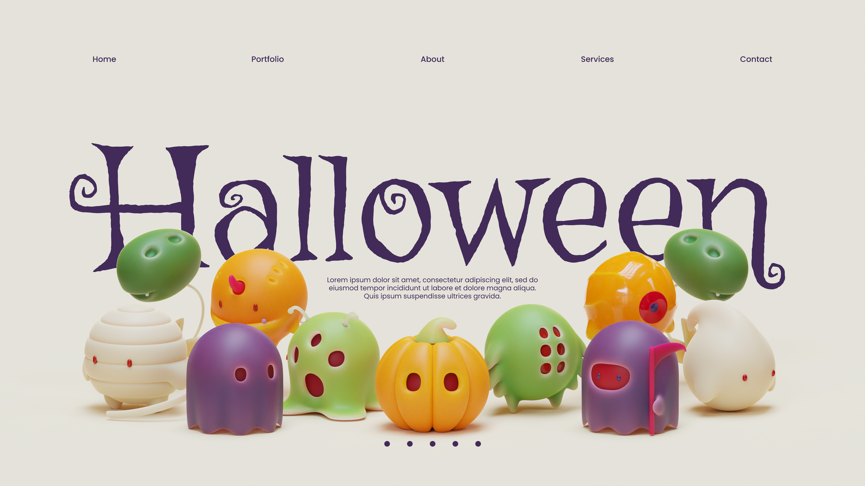 Halloween Web Page Template With 3D Render Illustration psd