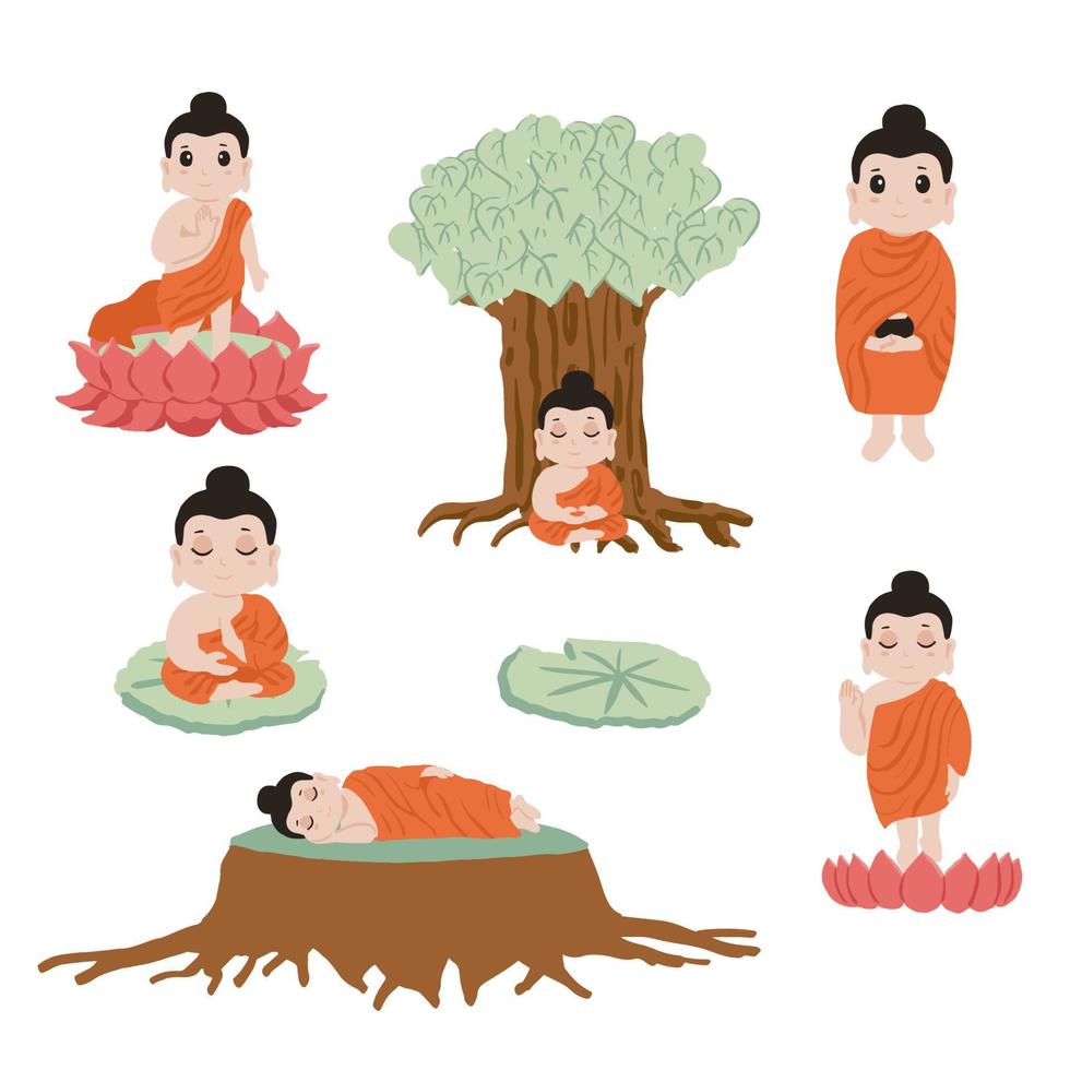 Monk character object for Magha Puja, Asanha Puja, Vesak Puja Day vector