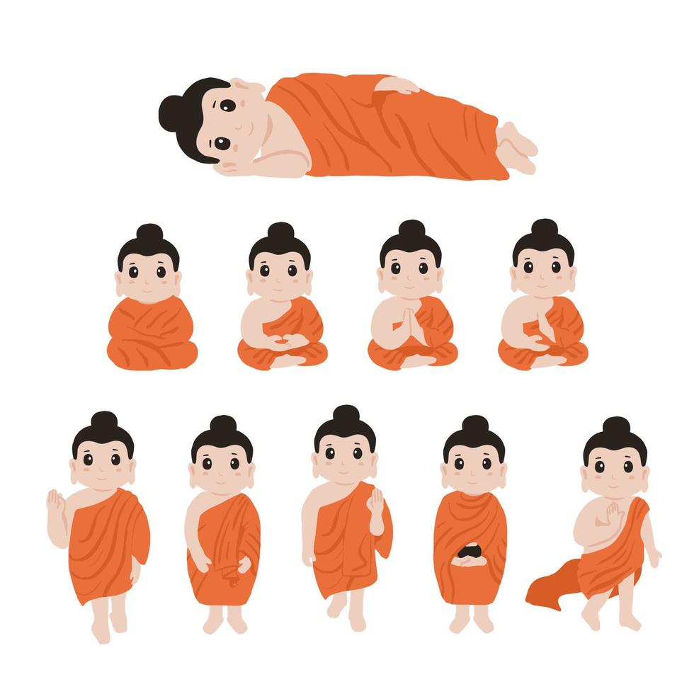 monje personaje objeto para magha puya, asana puya, vesak puja día vector