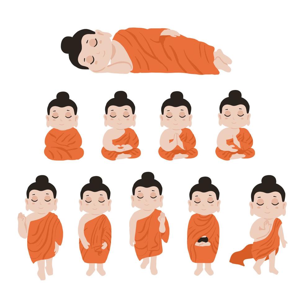 Monk character object for Magha Puja, Asanha Puja, Vesak Puja Day vector