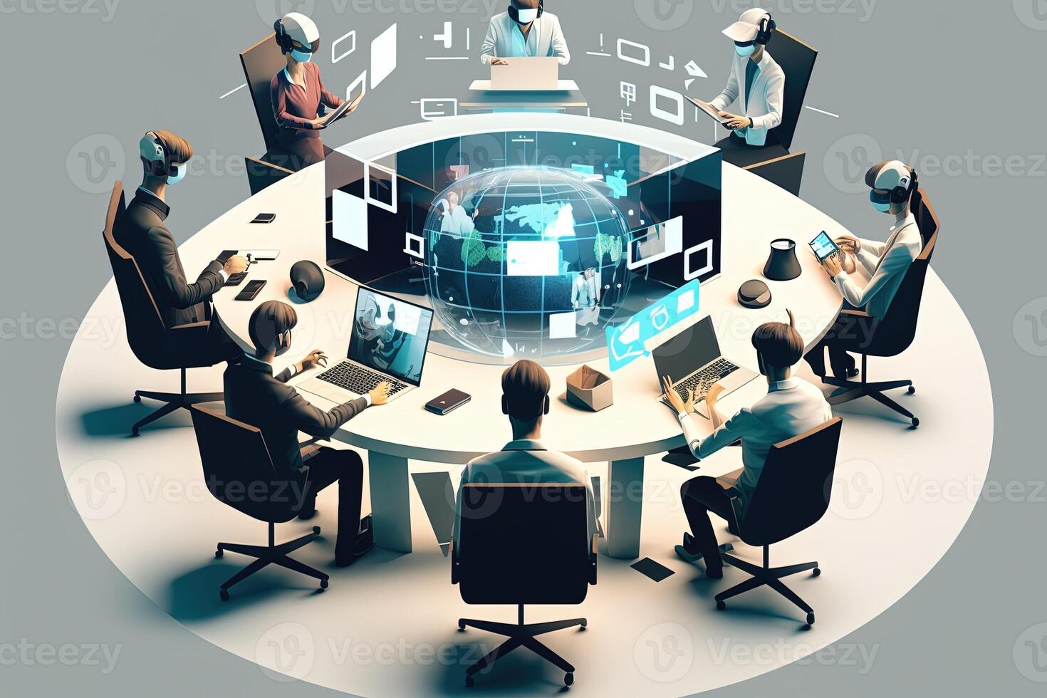 Online business meeting in the metaverse, photo
