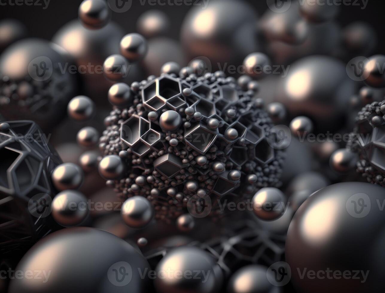 Abstract black geometric background Various shapes Flat lay created with technology photo