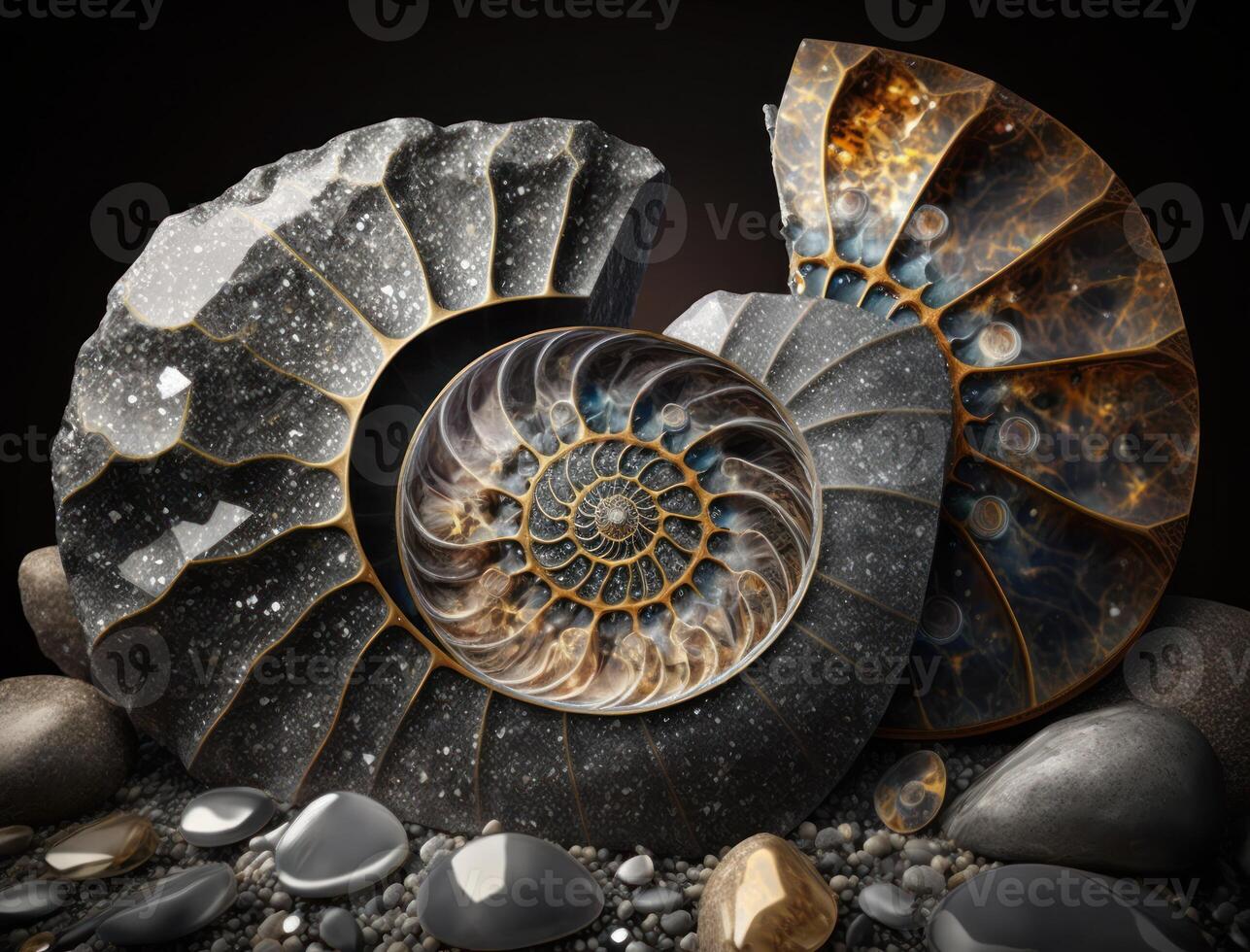 Ammonite fossil background created with technology photo