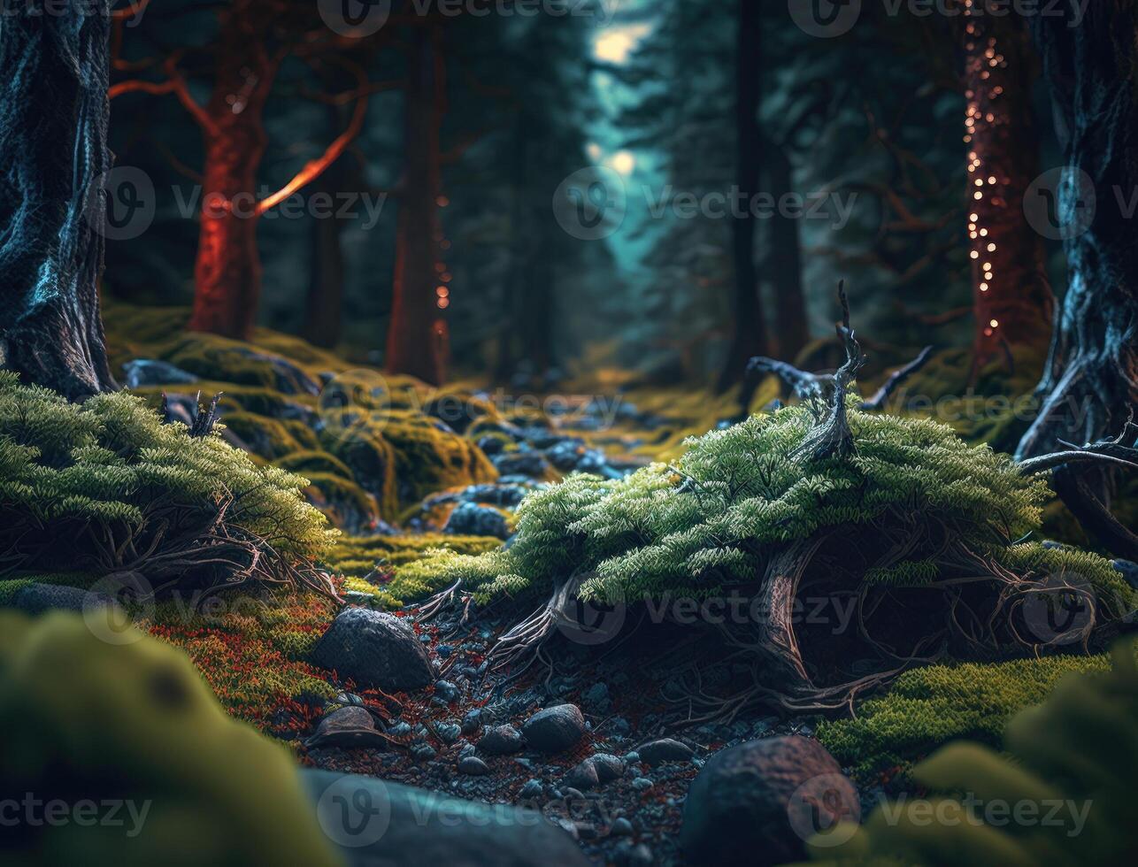 fantasía bosque paisaje creado con generativo ai tecnología foto