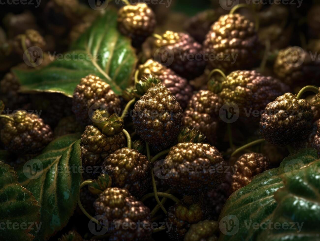 Beautiful organic background of freshly picked blackberry created with technology photo