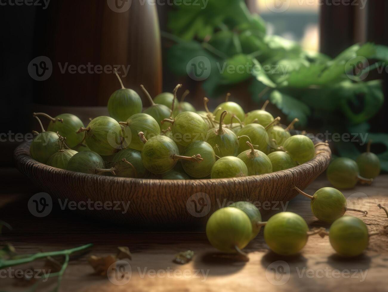 Beautiful organic background of freshly picked gooseberry created with technology photo