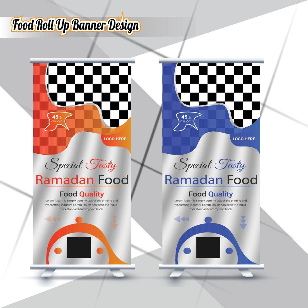 Ramadán comida rodar arriba bandera diseño modelo vector