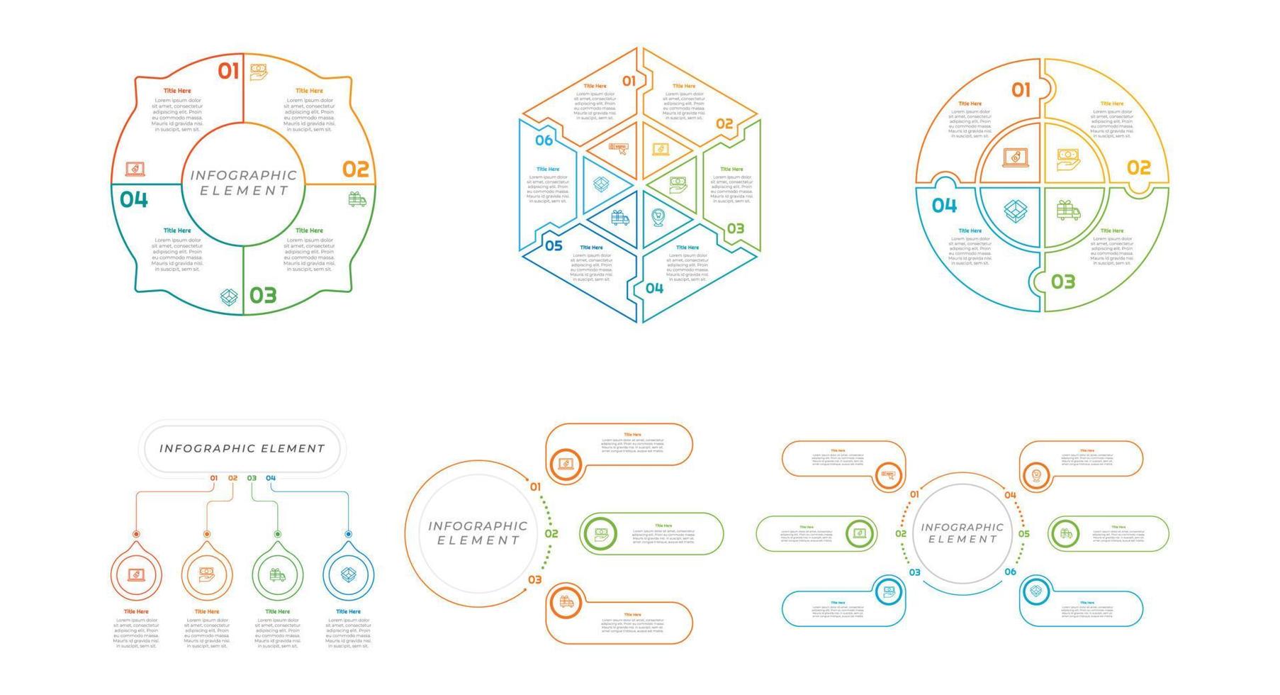 infografía haz conjunto con 4, 5, 6 6 pasos, opciones o procesos para flujo de trabajo disposición, diagrama, anual informe, presentación y web diseño. vector