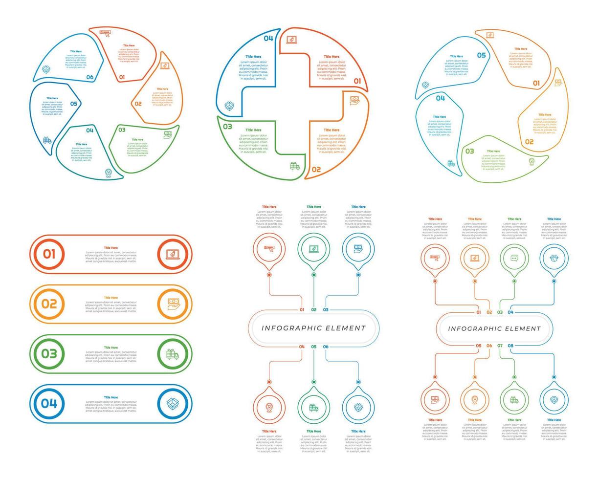 infografía haz conjunto con 4, 5, 6 6 pasos, opciones o procesos para flujo de trabajo disposición, diagrama, anual informe, presentación y web diseño. vector