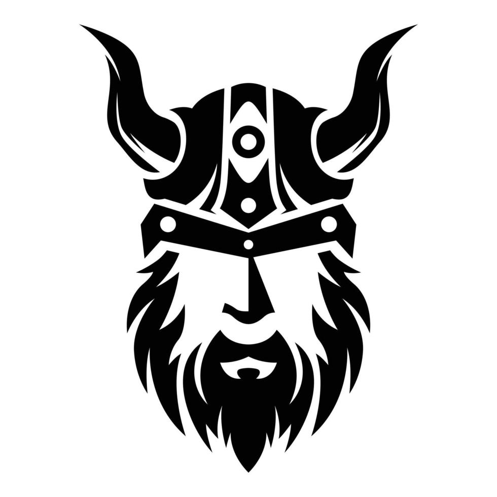 Clásico vector vikingo con cuernos escandinavo emblema ilustración