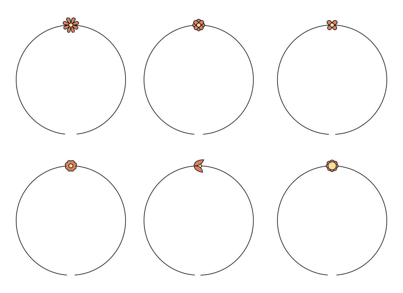 Circle frame decoration element with flowers clip art vector