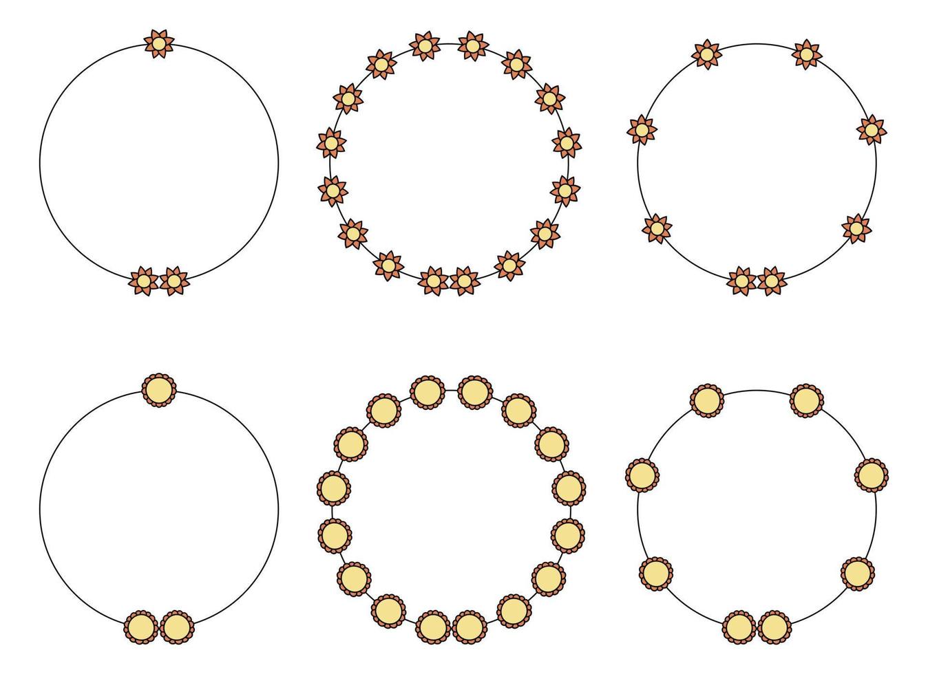 Circle frame decoration element with flowers clip art vector