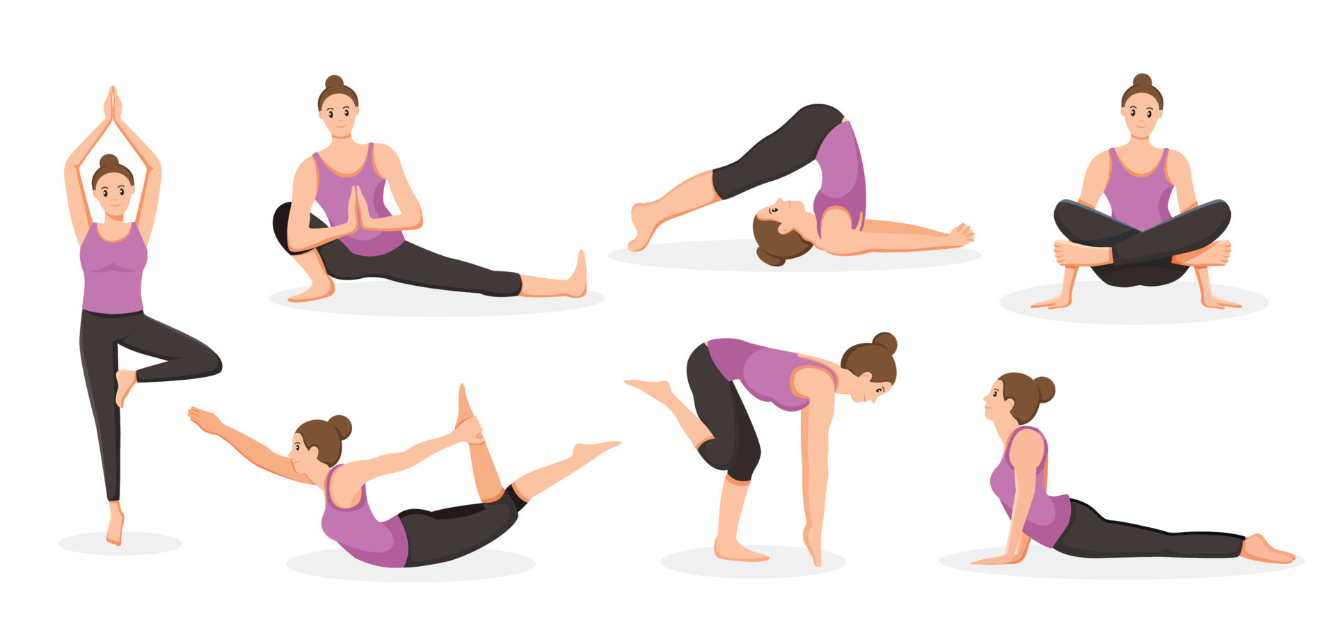 Yoga poses For Weight loss. Young woman practicing Yoga pose. Woman workout  fitness, aerobic and exercises 25660355 Vector Art at Vecteezy