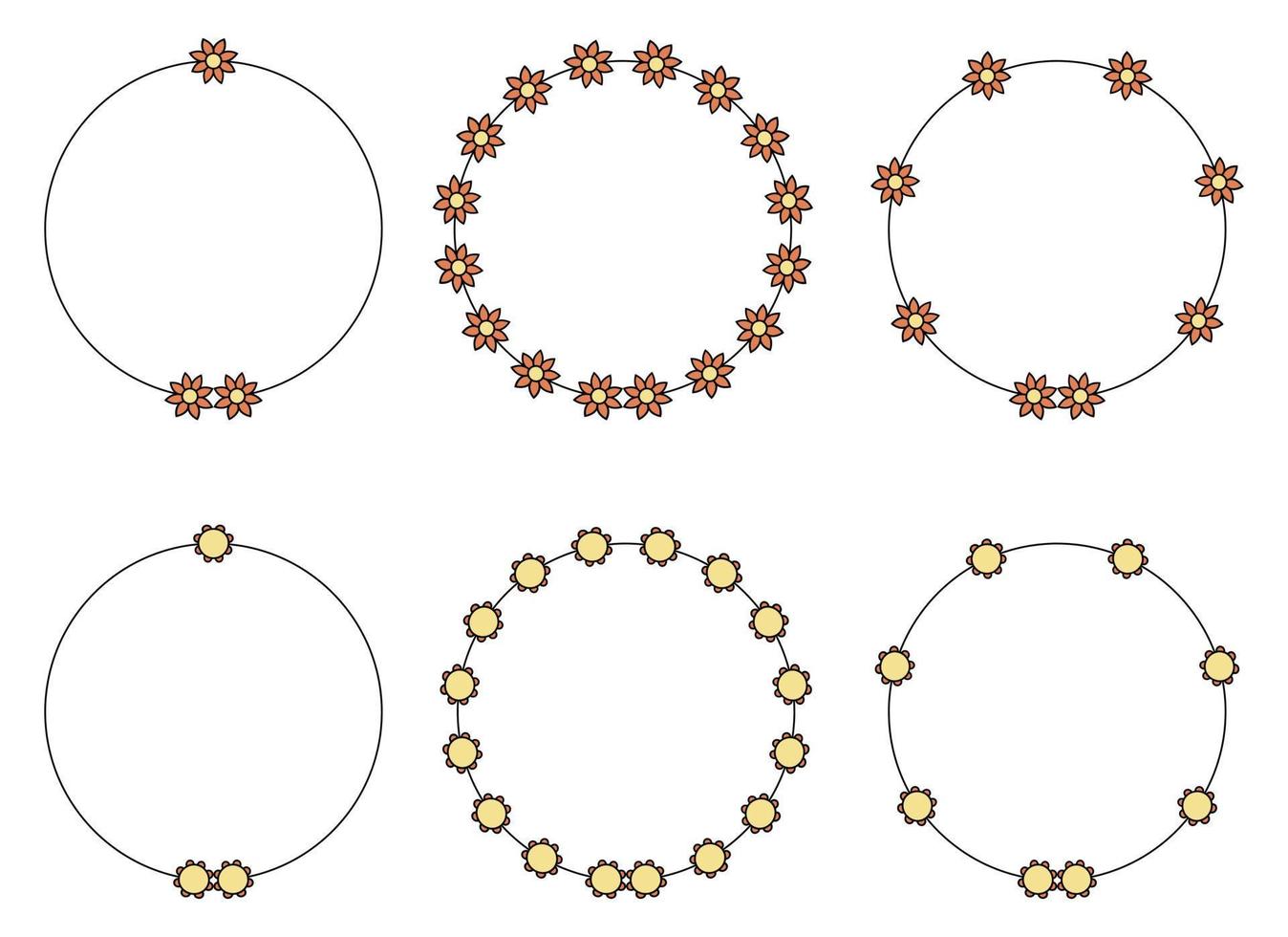 Circle frame decoration element with flowers clip art vector