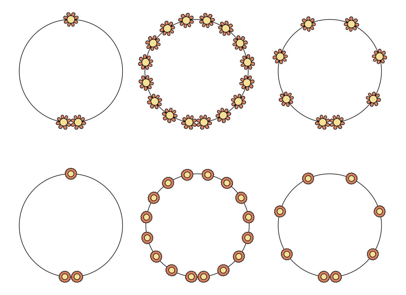 Circle frame decoration element with flowers clip art vector