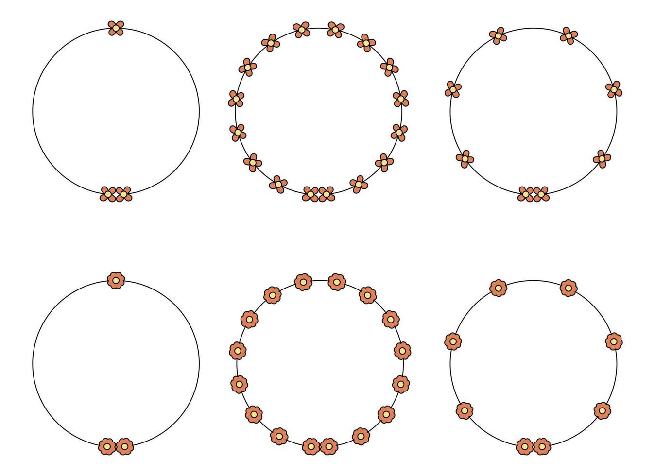 Circle frame decoration element with flowers clip art vector