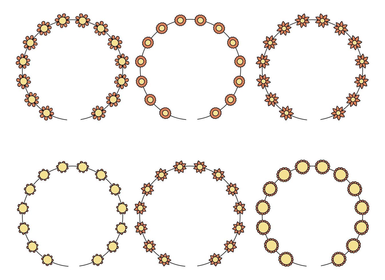 Circle frame decoration element with flowers clip art vector