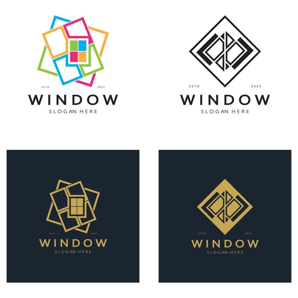 simple window logo, design for, interior, construction, architecture, property business, vector