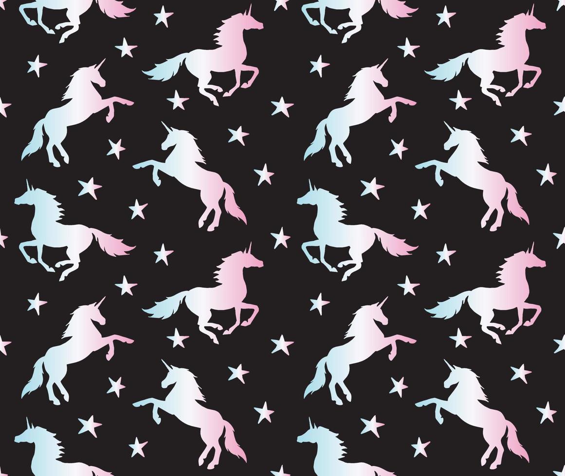 Vector seamless pattern of flat unicorn silhouette