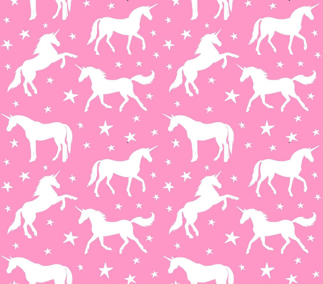 Vector seamless pattern of flat unicorn silhouette